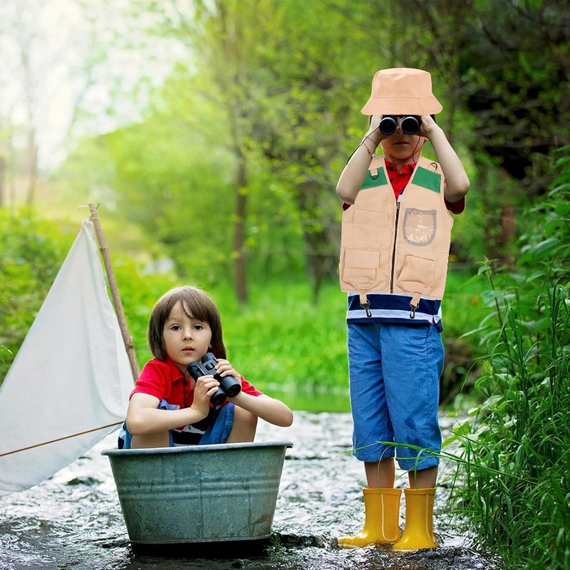 Outdoor Adventure Boys - Safari-kostuum met cargo-vest en hoed, verkleedkleding