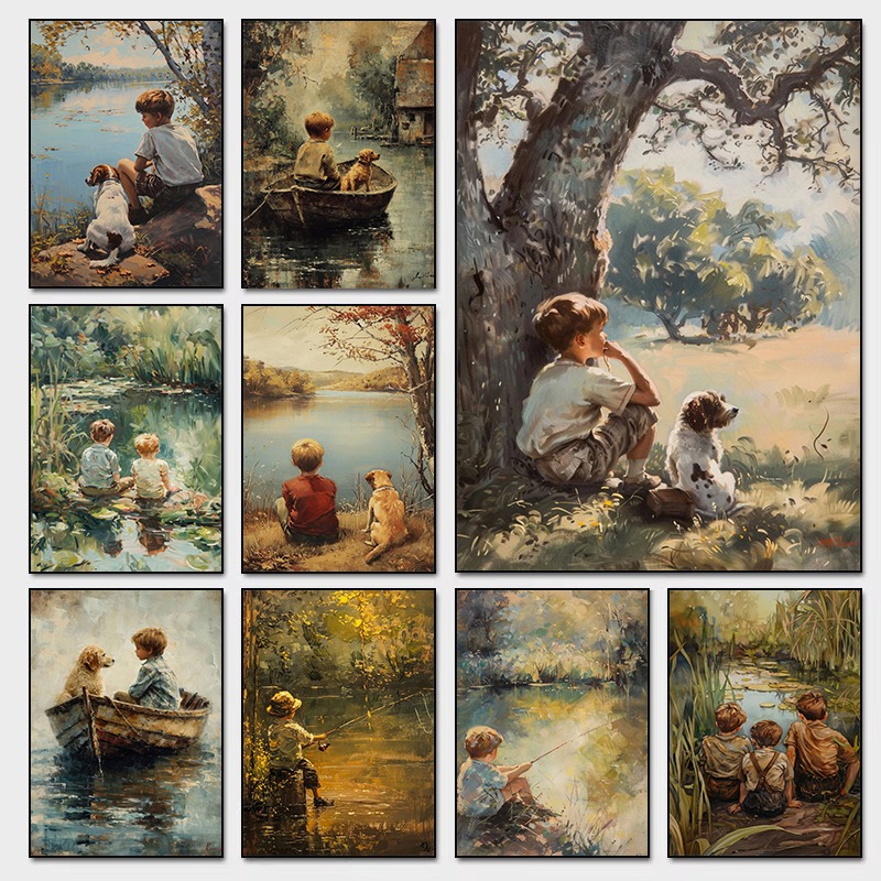 Outdoor Adventure Boys - Vintage jongenskamer kunst poster jongen en