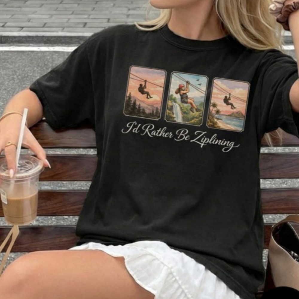 Outdoor Adventure Ziplines & Waterfall - Ik zou liever een ziplining-T-shirt zijn,