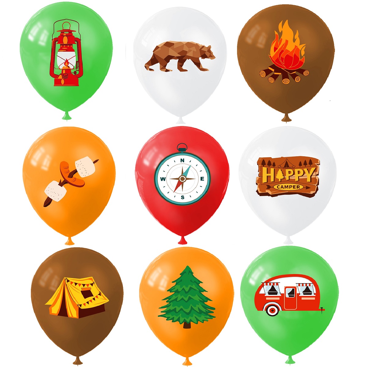 9-delige Happy Camping Ballon, - Outdoor Adventure Girl recensie en prijs